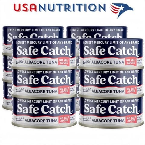  Cá ngừ hoang dã thủy ngân thấp Wild Albacore Tuna : Safe Catch hộp 12 lon 