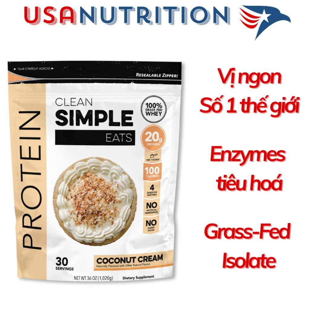Protein có hương vị ngon nhất 100% Grass-Fed Whey : Clean Simple Eats 30 lần dùng