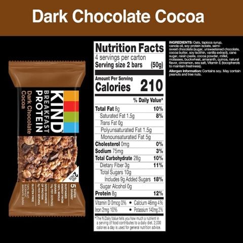  Breakfast Protein Bar đến từ KIND - công ty bánh dinh dưỡng lớn nhất thế giới : Lẻ 1 gói ( 2 thanh ) 