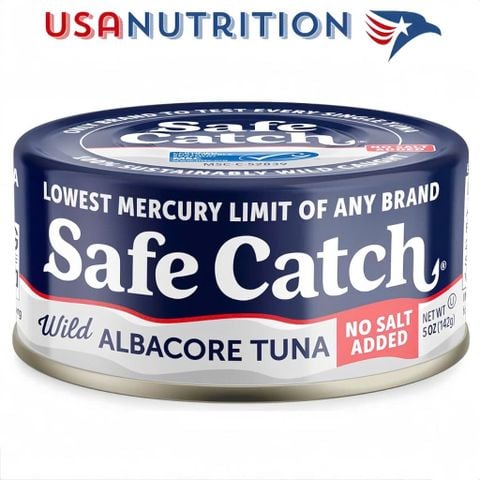  Cá ngừ hoang dã thủy ngân thấp Wild Albacore Tuna: Safe Catch 1 hộp lẻ 85g 