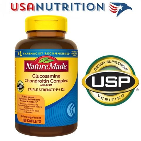  Glucosamine Chondroitin Complex + MSM Triple Strength + Vitamin D3 120 viên : Nature Made 