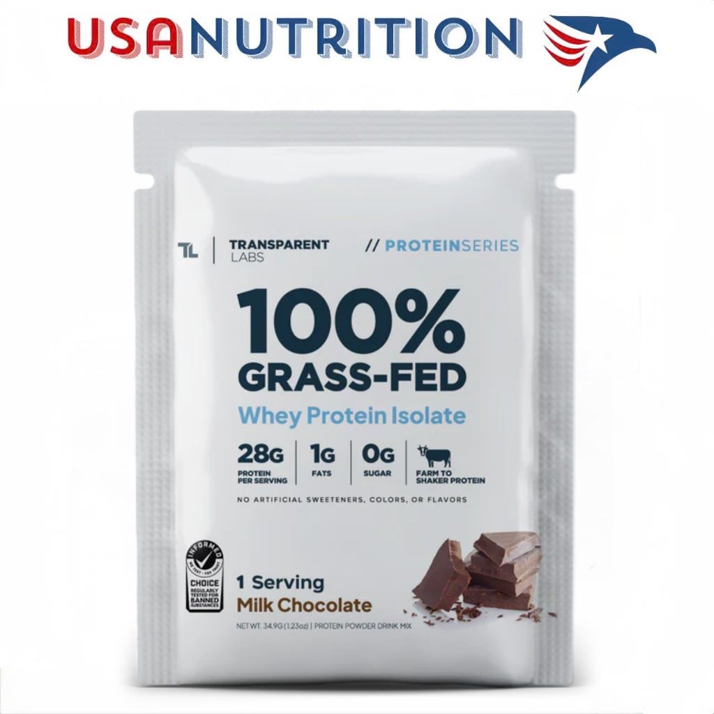 Whey protein số 1 thế giới 100% Grass-Fed Isolate Transparent Labs chứng nhận no amino-spiking : gói 34g