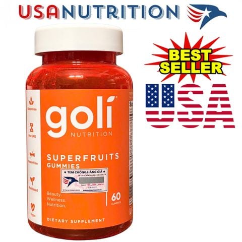  Kẹo dẻo siêu trái cây SuperFruits Goli: Chống oxy hóa, duy trì sức khỏe làn da 