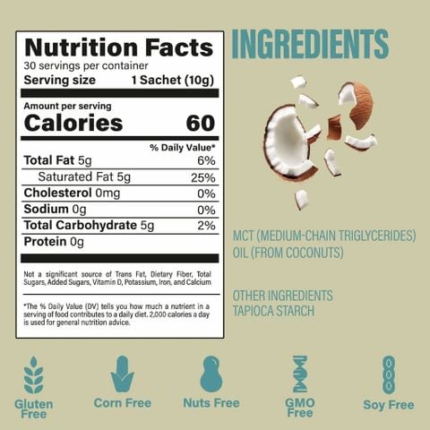  MCT Oil Creamer (Medium Chain Triglycerides) BUBS Natural chứng nhận NSF Sport : gói SAMPLE 