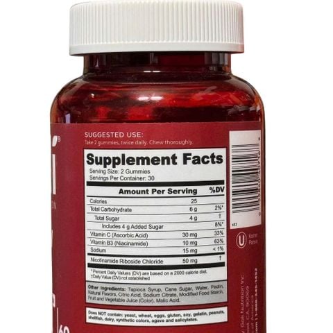  Renew NAD+ Gummies Goli 60 viên : Kẹo dẻo chống lão hóa và hỗ trợ năng lượng tế bào 