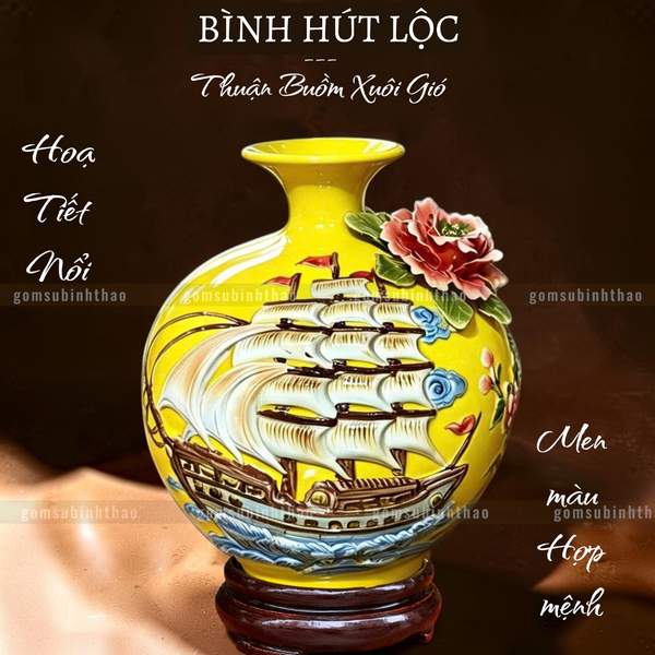 Bình hút lộc Mã Đáo Thành Công gốm sứ Bát Tràng cao cấp Men màu Hợp mệnh 