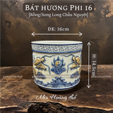  Bát hương Rồng Men hoàng thổ Đắp nổi Cao cấp - Gốm Nghệ nhân Bát Tràng 