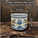  Bát hương Rồng Men hoàng thổ Đắp nổi Cao cấp - Gốm Nghệ nhân Bát Tràng 