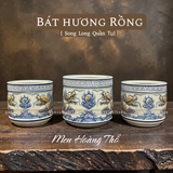  Bát hương Rồng Men hoàng thổ Đắp nổi Cao cấp - Gốm Nghệ nhân Bát Tràng 