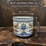  Bát hương Rồng Men hoàng thổ Đắp nổi Cao cấp - Gốm Nghệ nhân Bát Tràng 