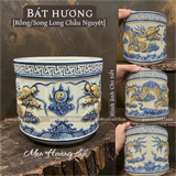  Bát hương Rồng Men hoàng thổ Đắp nổi Cao cấp - Gốm Nghệ nhân Bát Tràng 