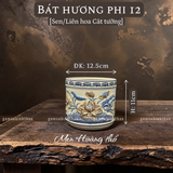  Bát hương Sen Men hoàng thổ Đắp nổi Cao cấp - Gốm Nghệ nhân Bát Tràng 