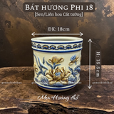  Bát hương Sen Men hoàng thổ Đắp nổi Cao cấp - Gốm Nghệ nhân Bát Tràng 