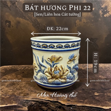  Bát hương Sen Men hoàng thổ Đắp nổi Cao cấp - Gốm Nghệ nhân Bát Tràng 