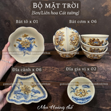  Bộ mặt trời Men hoàng thổ Đắp nổi Cao cấp - Gốm Nghệ nhân Bát Tràng 