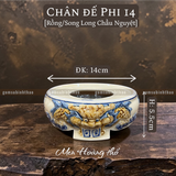  Chân đế Bát hương Rồng Men hoàng thổ Đắp nổi Cao cấp - Gốm Nghệ nhân Bát Tràng 