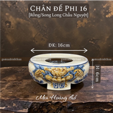  Chân đế Bát hương Rồng Men hoàng thổ Đắp nổi Cao cấp - Gốm Nghệ nhân Bát Tràng 