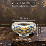  Chân đế Bát hương Rồng Men hoàng thổ Đắp nổi Cao cấp - Gốm Nghệ nhân Bát Tràng 