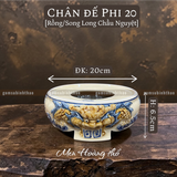  Chân đế Bát hương Rồng Men hoàng thổ Đắp nổi Cao cấp - Gốm Nghệ nhân Bát Tràng 