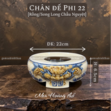  Chân đế Bát hương Rồng Men hoàng thổ Đắp nổi Cao cấp - Gốm Nghệ nhân Bát Tràng 