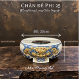  Chân đế Bát hương Rồng Men hoàng thổ Đắp nổi Cao cấp - Gốm Nghệ nhân Bát Tràng 