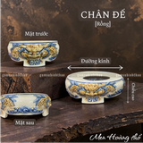  Chân đế Bát hương Rồng Men hoàng thổ Đắp nổi Cao cấp - Gốm Nghệ nhân Bát Tràng 