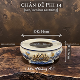  Chân đế Bát hương Sen Men hoàng thổ Đắp nổi Cao cấp - Gốm Nghệ nhân Bát Tràng 