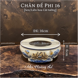  Chân đế Bát hương Sen Men hoàng thổ Đắp nổi Cao cấp - Gốm Nghệ nhân Bát Tràng 