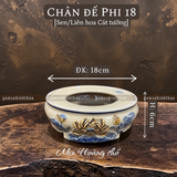  Chân đế Bát hương Sen Men hoàng thổ Đắp nổi Cao cấp - Gốm Nghệ nhân Bát Tràng 
