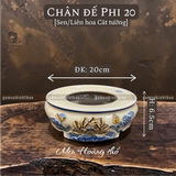  Chân đế Bát hương Sen Men hoàng thổ Đắp nổi Cao cấp - Gốm Nghệ nhân Bát Tràng 