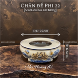  Chân đế Bát hương Sen Men hoàng thổ Đắp nổi Cao cấp - Gốm Nghệ nhân Bát Tràng 