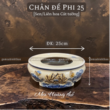  Chân đế Bát hương Sen Men hoàng thổ Đắp nổi Cao cấp - Gốm Nghệ nhân Bát Tràng 