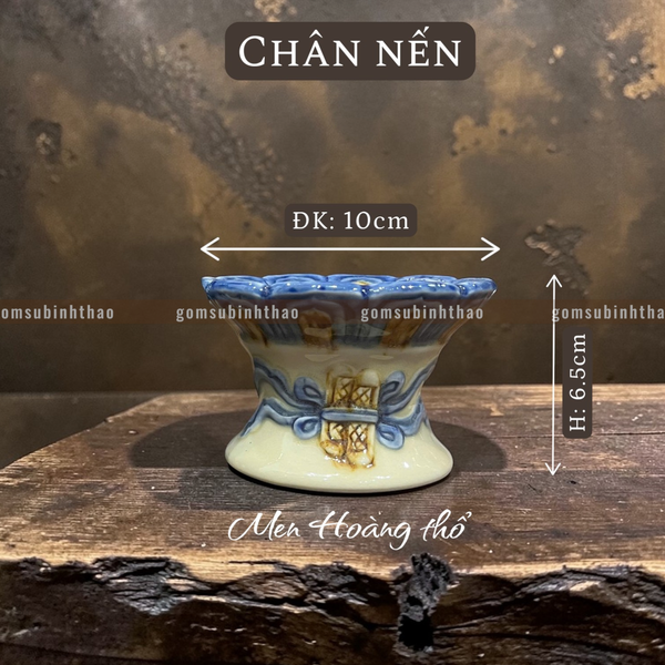  Chân nến thờ Men hoàng thổ Đắp nổi Cao cấp - Gốm Nghệ nhân Bát Tràng 