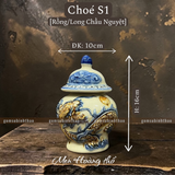  Chóe thờ Rồng Men hoàng thổ Đắp nổi Cao cấp - Gốm Nghệ nhân Bát Tràng 