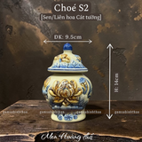  Chóe thờ Sen Men hoàng thổ Đắp nổi Cao cấp - Gốm Nghệ nhân Bát Tràng 