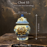  Chóe thờ Sen Men hoàng thổ Đắp nổi Cao cấp - Gốm Nghệ nhân Bát Tràng 