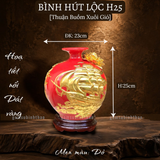  Bình phong thủy thu hút tài lộc Gốm sứ Bát Tràng dát vàng cao cấp HLVHTBDV 