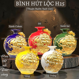  Bình phong thủy thu hút tài lộc Gốm sứ Bát Tràng dát vàng cao cấp HLVHTBDV 