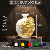  Bình phong thủy thu hút tài lộc Gốm sứ Bát Tràng dát vàng cao cấp HLVHTBDV 