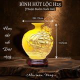  Bình phong thủy thu hút tài lộc Gốm sứ Bát Tràng dát vàng cao cấp HLVHTBDV 