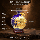  Bình phong thủy thu hút tài lộc Gốm sứ Bát Tràng dát vàng cao cấp HLVHTBDV 