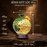  Bình phong thủy thu hút tài lộc Gốm sứ Bát Tràng dát vàng cao cấp HLVHTBDV 