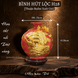  Bình phong thủy thu hút tài lộc Gốm sứ Bát Tràng dát vàng cao cấp HLVHTBDV 