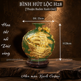  Bình phong thủy thu hút tài lộc Gốm sứ Bát Tràng dát vàng cao cấp HLVHTBDV 