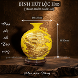  Bình phong thủy thu hút tài lộc Gốm sứ Bát Tràng dát vàng cao cấp HLVHTBDV 