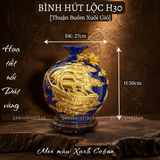  Bình phong thủy thu hút tài lộc Gốm sứ Bát Tràng dát vàng cao cấp HLVHTBDV 