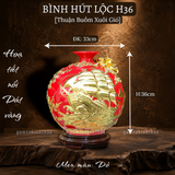  Bình hút lộc men rạn cổ Bát Tràng dát vàng - Thuận buồm xuôi gió HLVHTBDV 