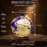  Bình hút lộc men rạn cổ Bát Tràng dát vàng - Thuận buồm xuôi gió HLVHTBDV 