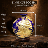  Bình phong thủy thu hút tài lộc Gốm sứ Bát Tràng dát vàng cao cấp HLVHTBDV 