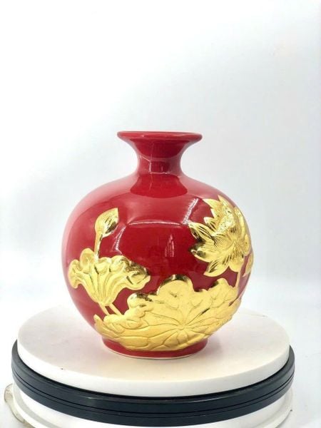  Bình hút lộc men màu họa tiết vàng 24K đắp nổi 3D 